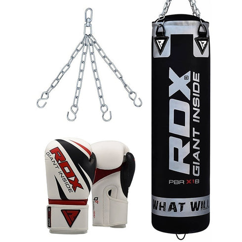 RDX X1 FILLED BLACK PUNCH BAG & BOXING GLOVES-1